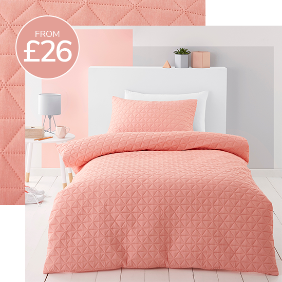 Coral Geo Pinsonic Quilted Duvet Cover and Pillowcase Set