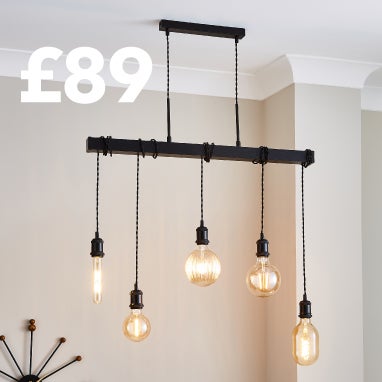 #Keates 5 Light Black Diner Fitting