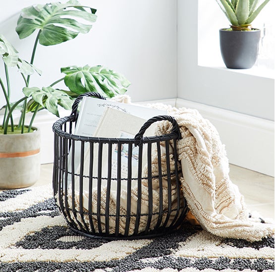 Wicker Black Storage Basket