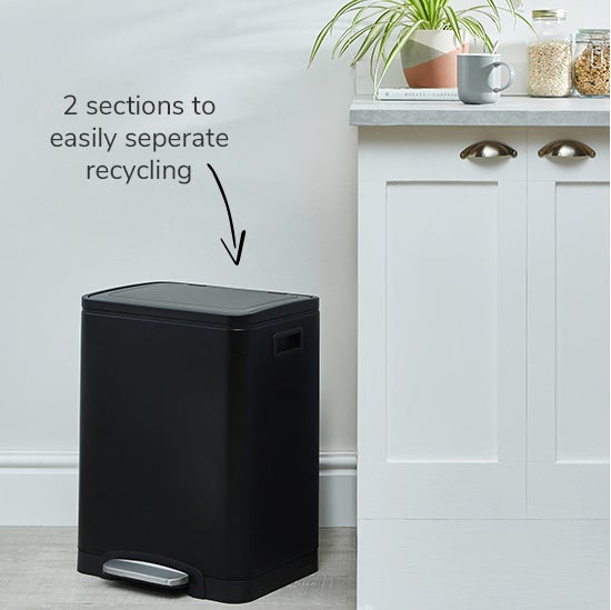 Matt Black 30L Low Recycling Bin