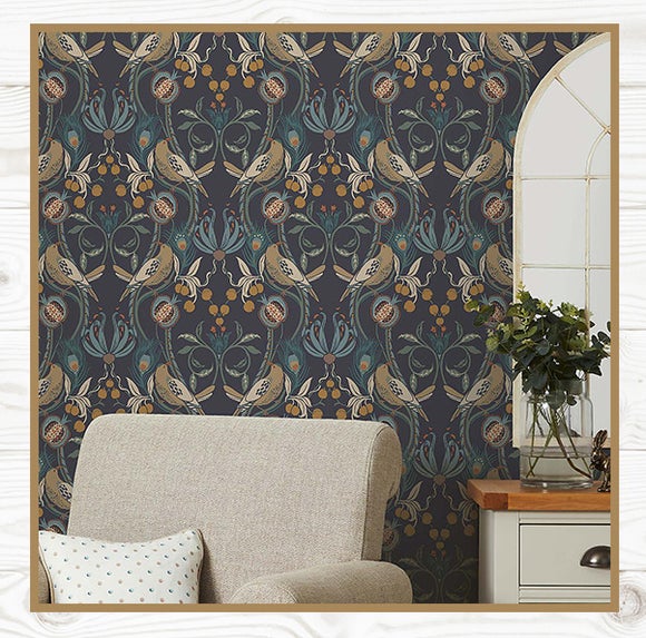 Havisham Navy Wallpaper