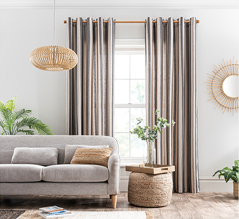 Nordic Stripe Monochrome Unlined Curtains