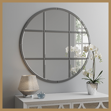 Smoked Luxe Window Circular Mirror 80cm