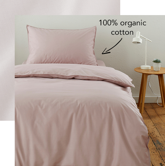 Dusty Pink 100% Organic Cotton Duvet Cover and Pillowcase Set