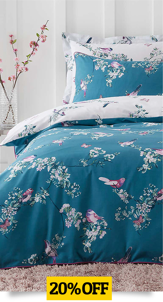 Beautiful Birds Teal Duvet Cover & Pillowcase Set