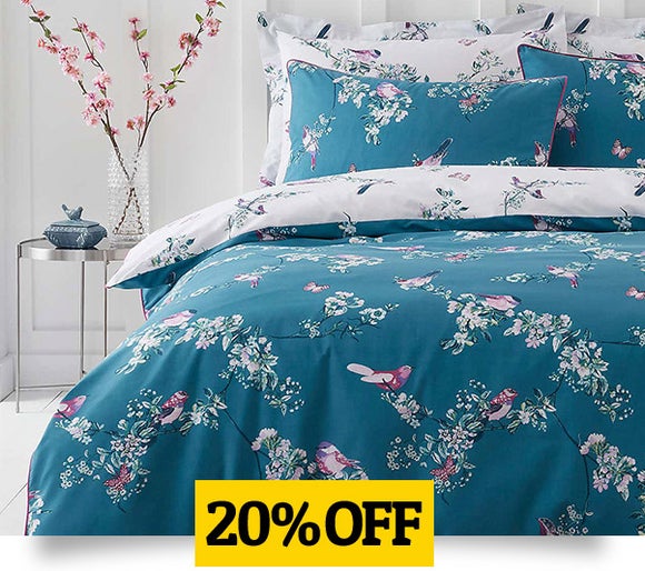 Beautiful Birds Teal Duvet Cover & Pillowcase Set