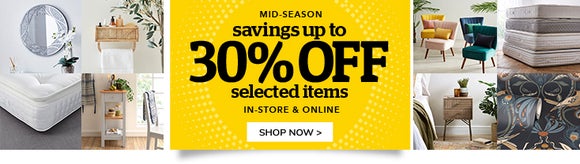 mid-season savings up to 30% off selected items