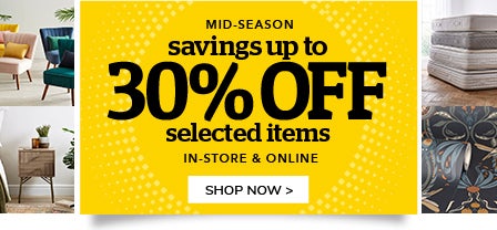 mid-season savings up to 30% off selected items