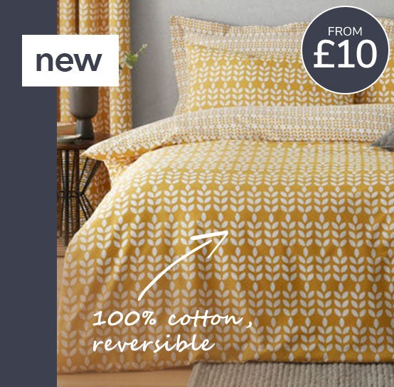 Elements Vete Ochre Reversible Duvet Cover and Pillowcase Set