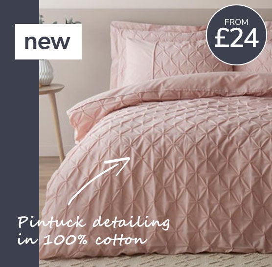 Leo Pintuck 100% Cotton Blush Duvet Cover and Pillowcase Set