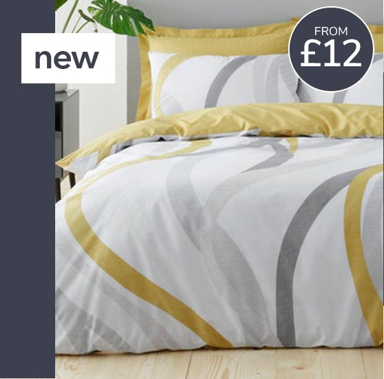 Mirage Ochre Reversible Duvet Cover and Pillowcase Set