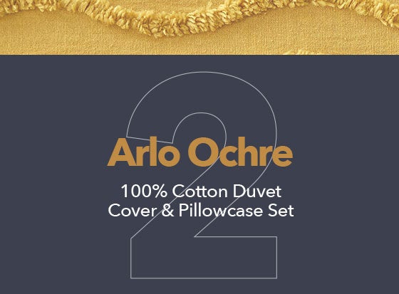 Arlo Ochre 100% Cotton Duvet Cover and Pillowcase Set