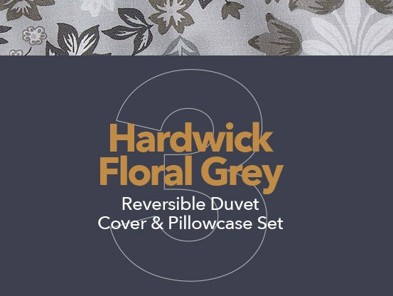 Hardwick Floral Grey Reversible Duvet Cover and Pillowcase Set