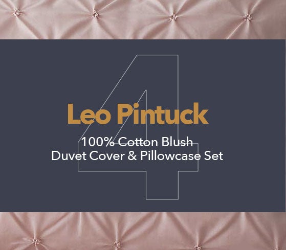 Leo Pintuck 100% Cotton Blush Duvet Cover and Pillowcase Set