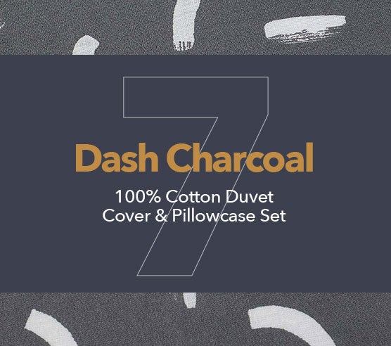 Dash Charcoal 100% Cotton Duvet Cover and Pillowcase Set