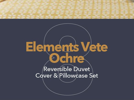 Elements Vete Ochre Reversible Duvet Cover and Pillowcase Set