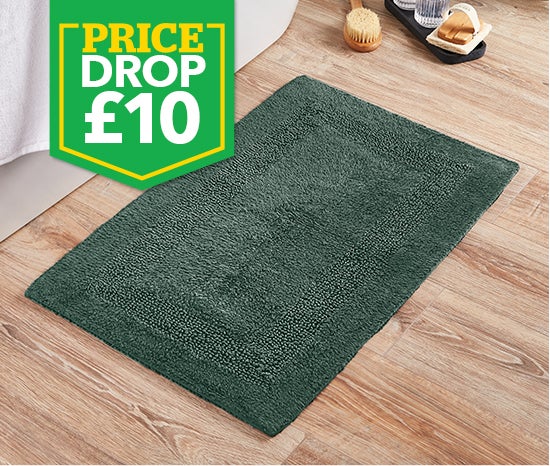 Super Soft Reversible Forest Green Bath Mat