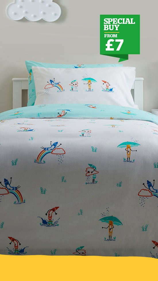 Colourful Crayons Anti Bacterial Reversible Duvet Cover and Pillowcase Set