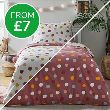 Polka Dot Reversible Duvet Cover and Pillowcase Set