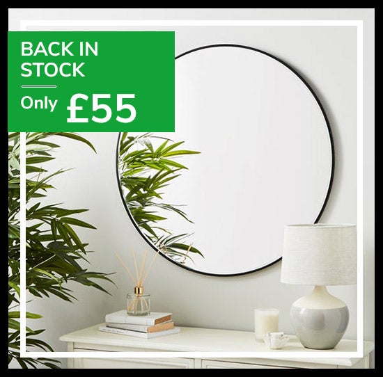 Round Framed Wall Mirror 80cm Black