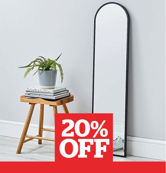 Apartment Narrow Arch Leaner Mirror 120x30cm Black