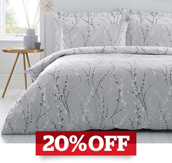 Belle Grey Reversible Duvet Cover and Pillowcase Set