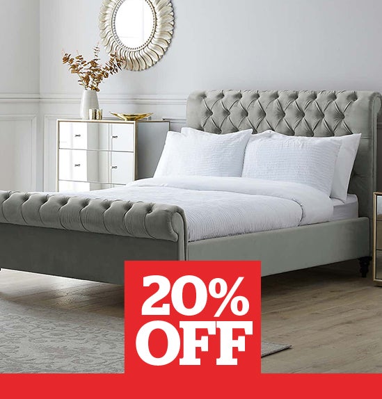 Classic Grey Chesterfield Bed