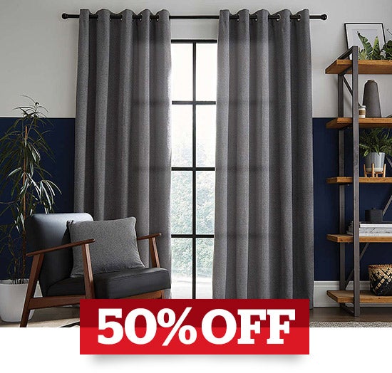 Elements Boucle with Recycled Yarn Grey Eyelet Curtains