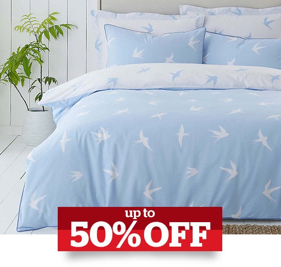 Coastal Birds Blue Reversible Duvet Cover and Pillowcase Set