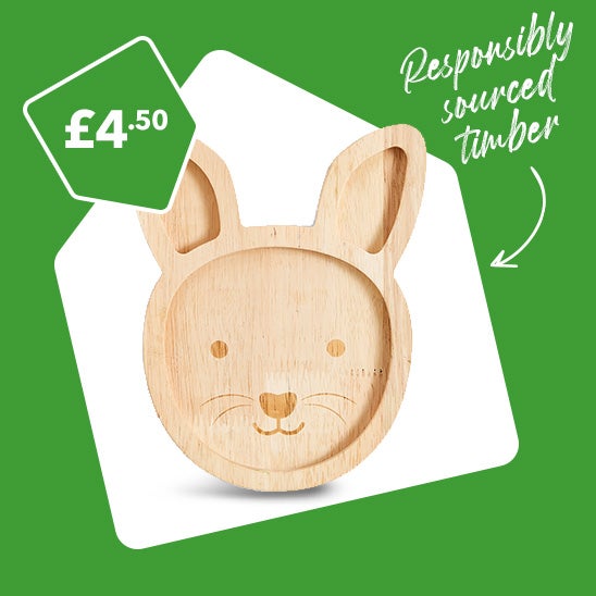 Kids Wooden Bunny Divider Plate