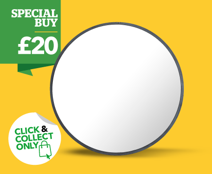 Brushed Metal Effect Round Mirror 50cm