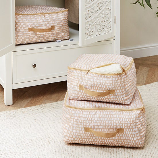 Recycled Fabric Storage Bags Set of 3 Pink