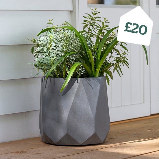 Fibre Clay Geometric Grey Planter