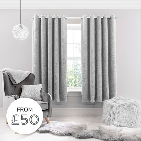 Teddy Grey Eyelet Curtains