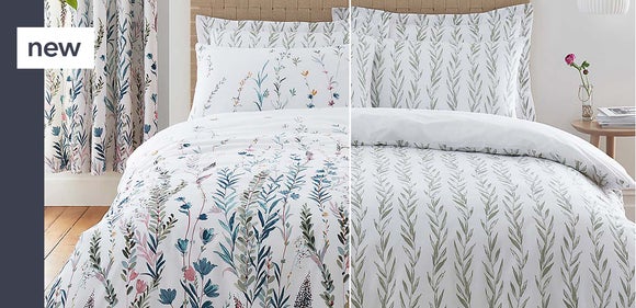 Trending Bedding Whimsical Botanical Green 100% Cotton Reversible Duvet Cover and Pillowcase Set