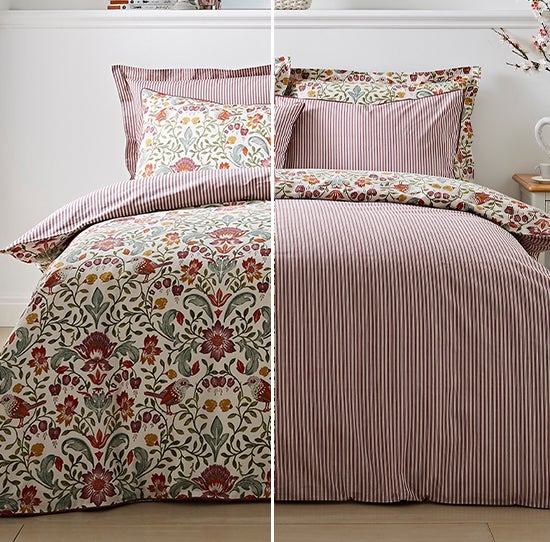 Trending Bedding Ruskin Red 100% Cotton Reversible Duvet Cover and Pillowcase Set