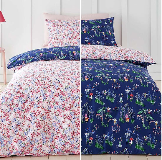 Trending Bedding Fairies Blue and Pink 100% Cotton Reversible Duvet Cover and Pillowcase Set