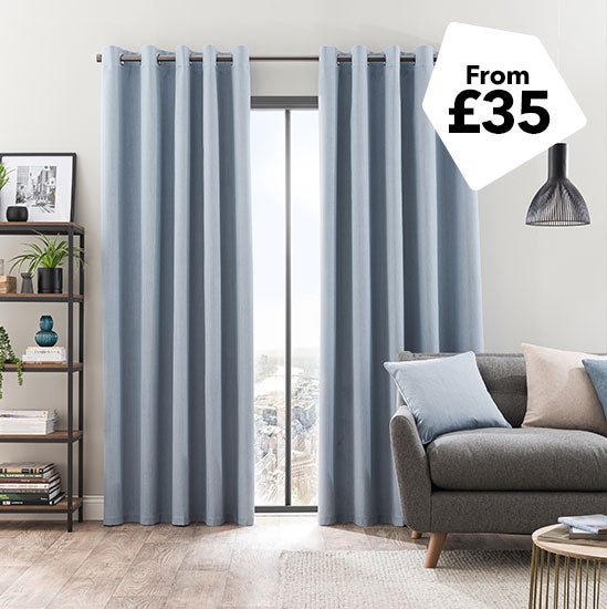 Solar Ashley Blue Blackout Eyelet Curtains