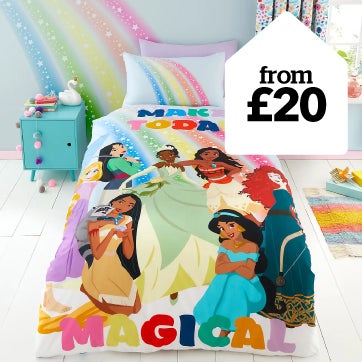 Disney Princess Magical 100% Cotton Duvet Cover and Pillowcase Set