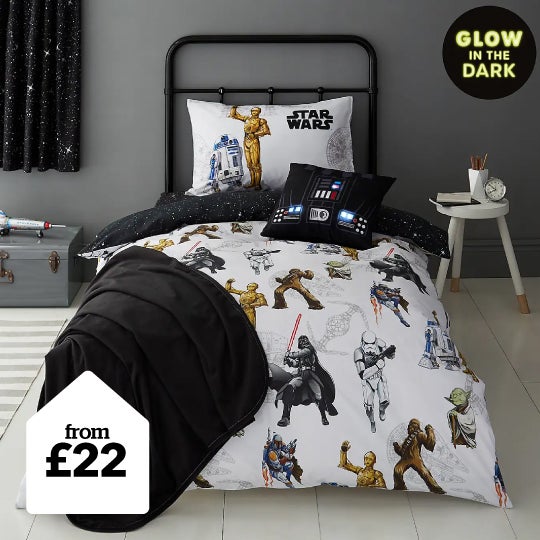 #Disney Star Wars Glow in the Dark Duvet Cover and Pillowcase Set