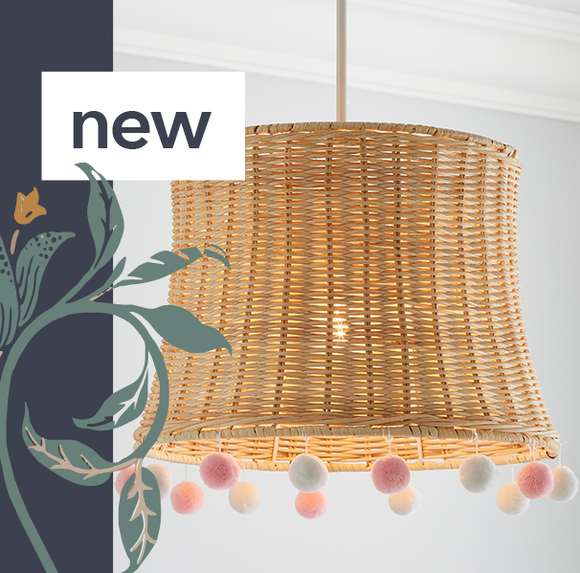 Fiesta Rattan Pom Pom Easy Fit Pendant Shade