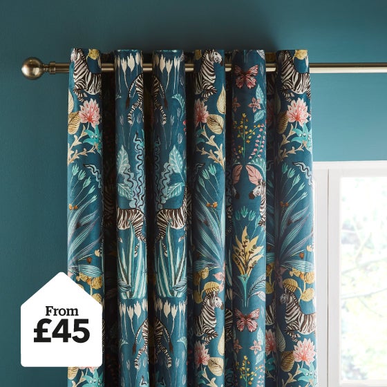 Utopia Teal Eyelet Curtains