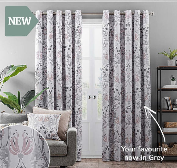 Havisham Grey Eyelet Curtains