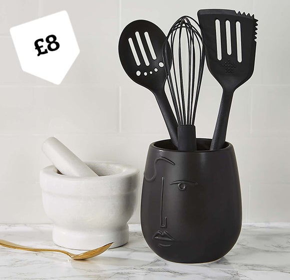 Faces Utensil Pot Black