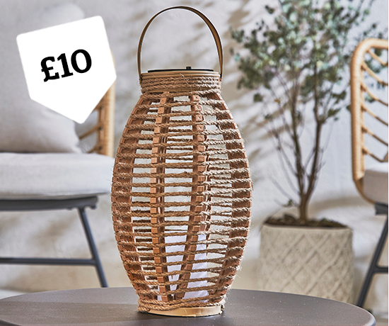 Hemp Natural Rope Medium Solar Lantern £10 >