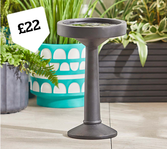 Elements Black Resin Bird Bath £22 >