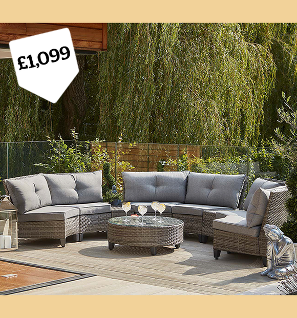 Cancun 6 Seater Grey Half Moon Sofa Set £1099 >