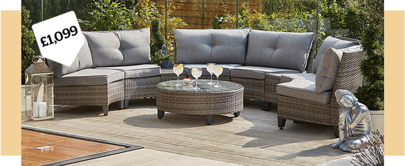 Cancun 6 Seater Grey Half Moon Sofa Set £1099 >