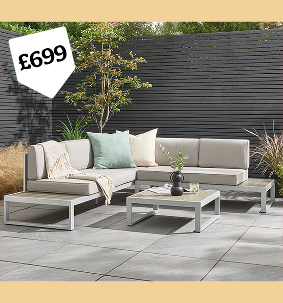 Ibiza 5 Seater Grey Corner Sofa Set £699 >