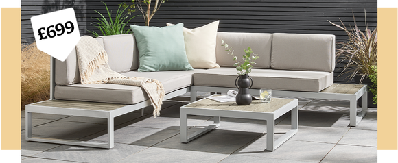 Ibiza 5 Seater Grey Corner Sofa Set £699 >